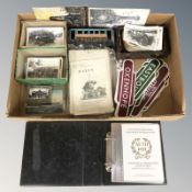 A quantity of railway totem stickers, assorted postal cards, booklets relating to traction engines,