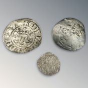 An Edward I (1272-1307) silver long cross penny, London Mint, a further Edward I penny, Durham Mint,