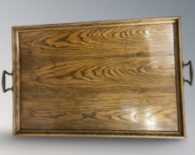An oak twin-handled serving tray,