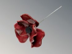 A Paul Cummins commemorative ceramic poppy ornament, length 53 cm, unboxed.