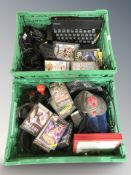 A Sinclair ZX Spectrum, together with joysticks, leads, assorted game cassettes.