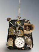 Two reproduction lantern style clocks, further clock components,