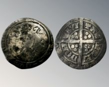An Edward III (1327-1377) silver groat, London Mint. Obverse good, rubbed.