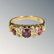 An antique 18ct gold ruby and diamond ring, size H CONDITION REPORT: 2.