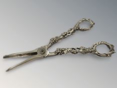 A pair of silver grape scissors, William Summers,