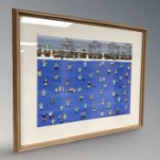 Gordon Barker (Contemporary) : Snow Business, acrylic, signed and framed, 29 cm x 39.5 cm.