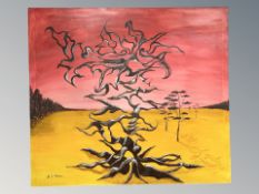 D J Wilson : Surrealist landscape, oil on canvas,