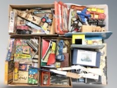 A quantity of toys, modelling kits including Airfix, die cast models, etc.