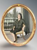 Claude Harrison (20th Century) : Portrait of a seated lady, oil on board, signed and dated '62,