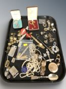 A collection of costume jewellery, Waltham full hunter pocket watch, dress rings,