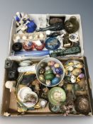 A quantity of decorative egg ornaments, figurines, glass wares, ceramics, etc.