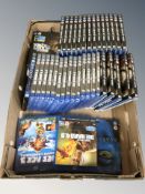 A quantity of Blu-Ray discs.