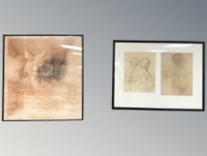 Continental School : Rhinoceros, colour print, 52 cm x 48 cm,