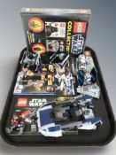 A group of assembled Lego Star Wars models and a further Lego Star Wars Collection box set