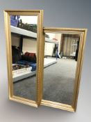 Two reproduction gilt framed mirrors, largest 101 cm x 40 cm.