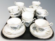 THirty seven pieces of Regency bone tea china