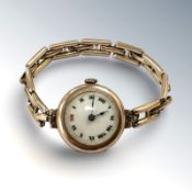 A lady's 9ct gold wristwatch on gold bracelet CONDITION REPORT: 24.