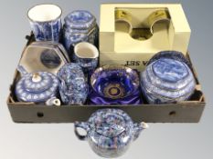 Ringtons ceramics including chintz tea china, blue and white caddies, vase, etc.