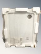 A new 900 mm x 700 mm ceramic shower tray.