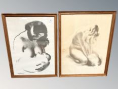 After Sikker Hansen : Mother nursing a child, together with a further nude study, monochrome print,