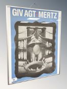 A Danish colour print 'Giv Agt Mertz', 40 cm x 49 cm.