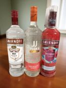 A bottle of Smirnoff raspberry crush spirit drink, 1L, further bottle of No.
