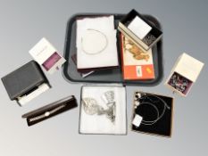 A group of jewellery, several pairs of silver earrings,