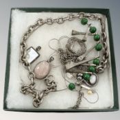 A group of silver or white metal jewellery