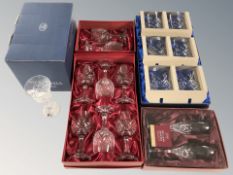 Five various boxed sets of crystal drinking glasses including Bohemia, Schottzweisl, etc.