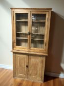 A Victorian pine double door low cabinet, 97 cm x 39 cm x 85 cm,