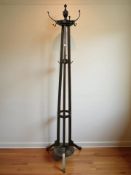 An early 20th century oak hat and coat stand, height 202 cm.