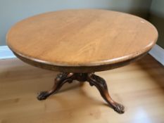 A Victorian mahogany circular breakfast table, 106 cm diameter x 68 cm H.
