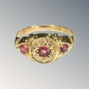 An antique gold ruby and diamond ring, size M½ CONDITION REPORT: 2.