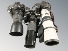 A Canon EOS7D camera body, with Canon lens EF 400mm Ultrasonic,