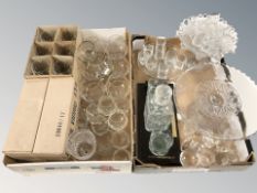 Assorted crystal drinking glasses, bowls,