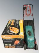 A Flymo lawnmower in box, and a further Bosch lawnmower.