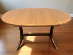 A G Plan teak extending oval dining table with leaves, overall 175 cm x 92 cm x 74 cm,