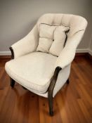 A Victorian style armchair in buttoned fabric, width 71 cm.