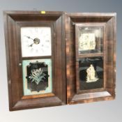 Two late 19th century continental mahogany wall clocks, height 63 cm.