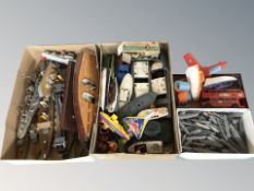 A large quantity of miniature model ships and similar scale models (2 boxes)