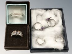 A Luckenbooth style silver and yellow metal ring, a silver dress ring,