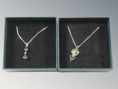 A silver and abalone Celtic pendant necklace,