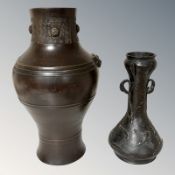 A Chinese archaic bronze vase, height 30 cm,