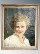 Danish School : Portrait of a child, oil on canvas, 32 cm x 40 cm.