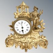 A 19th century French gilt metal figural mantel clock, height 26 cm.
