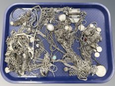 A large quantity of silver jewellery, 1220g.