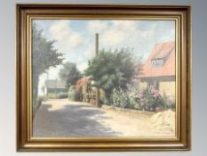 S Rasmussen : Road through a village, oil on canvas, 58 cm x 47 cm.