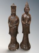 A heavy pair of Chinese ceramic figures, height 60 cm.