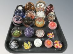A collection of paperweights including Caithness, Murano, etc.