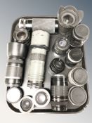 Various camera lenses including Canon 28-105mm Ultrasonic, Canon zoom lens EF75-300mm,